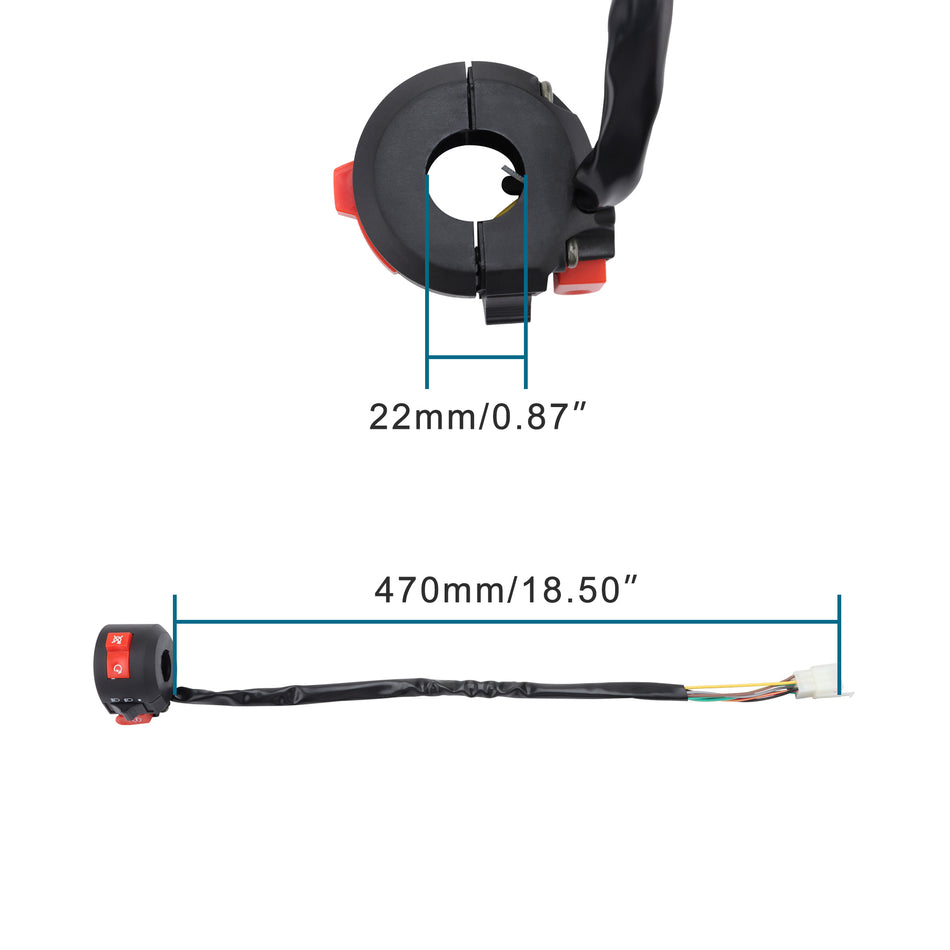 Bloc comanda lumini atv/cross 50-125cc, 1 mufa, 7 fire